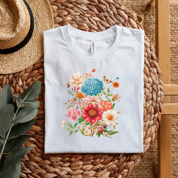 Blooming Botanical Elegance – Vibrant Floral Design Short Sleeve Tee