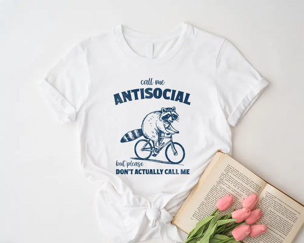 Call Me Antisocial – Raccoon Bicycle Tee for Introverts