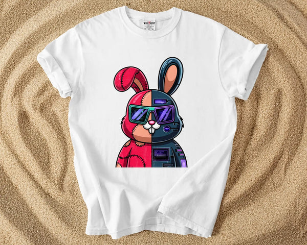 Cyberpunk Bunny – Half-Stitched Half-Tech Futuristic Tee Shirt