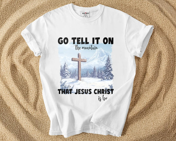 Go Tell It on the Mountain - Christian Cross Winter Scene