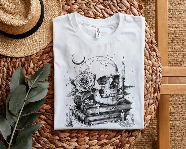 Mystical Skull Book Candle T-Shirt