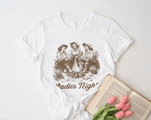 Ladies Night Campfire Cowgirls Tee Shirt - ON SALE