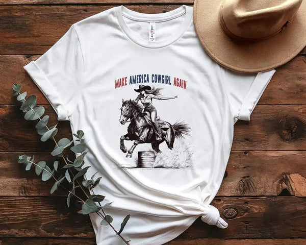 Make America Cowgirl Again – Barrel Racing Western Tee