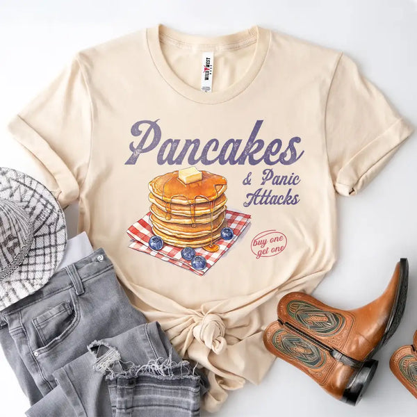 Pancakes & Panic Attacks Breakfast Lover Short Sleeve Tee