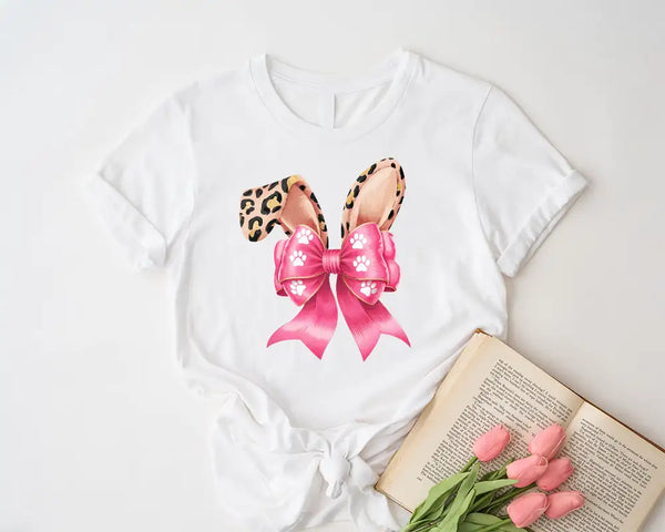 Pink Leopard Cross Tee – Because He Lives – ON SALE