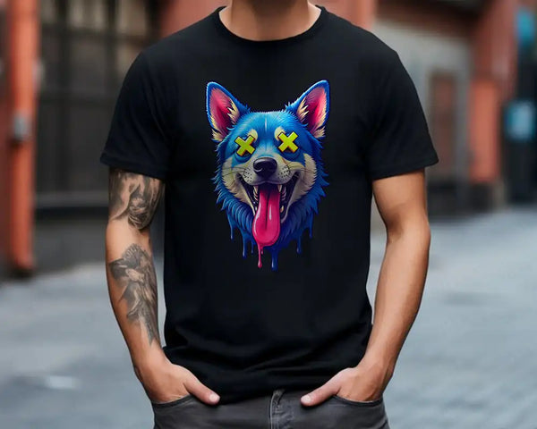 Psycho Pup – Dripping Neon Dog Tee Shirt