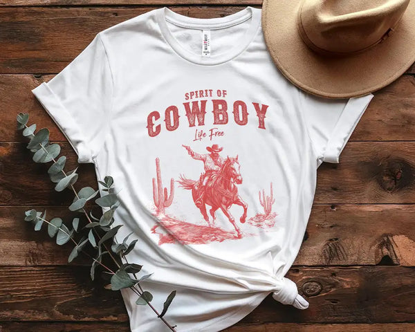 Spirit of Cowboy Life Free Western Horse Rider T-Shirt
