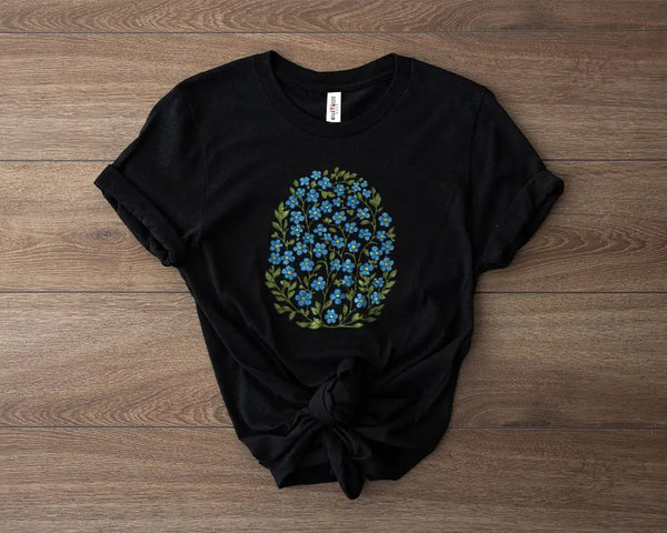 Delicate Blue Flowers Graphic T-Shirt