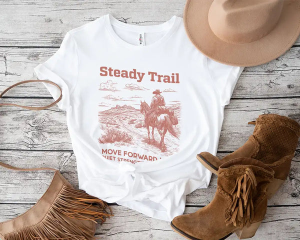 Steady Trail Western Cowboy Horse Rider T-Shirt