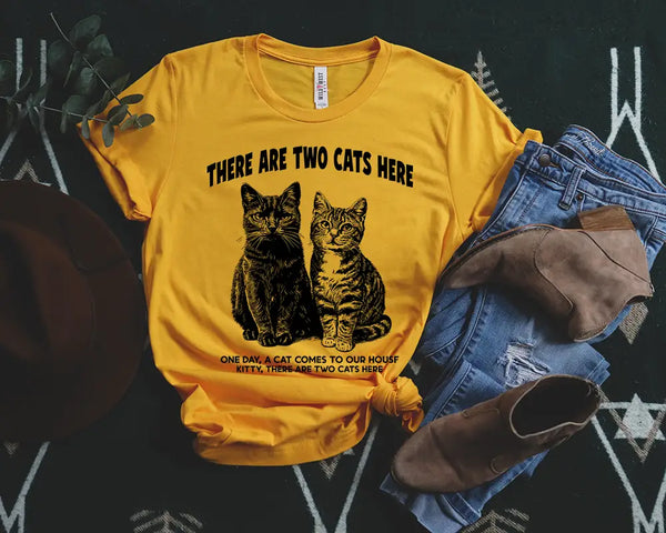 Vintage Sketch Two Cats Graphic T-Shirt