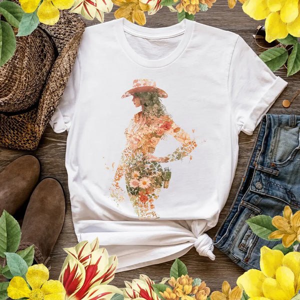 Floral Rustic Charm with a Feminine Touch Short Sleeve Tee