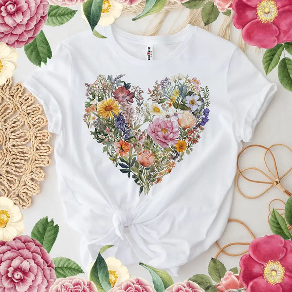 Floral Heart Short Sleeve Tee