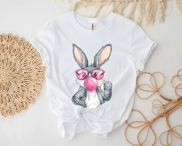 Hipster Rabbit Blowing Gum T-Shirt