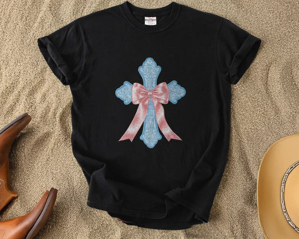 Ornate Christian Cross Graphic T-Shirt